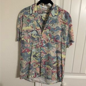 Marine Layer Tencel Linen Resort Shirt in Groovy Print Size Small